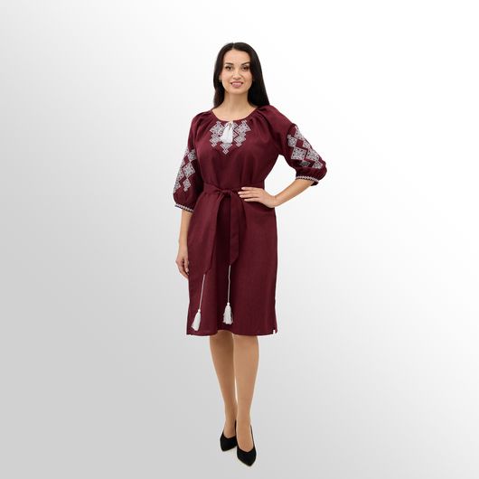 Платье Роксолана миди, бордовое, Цвет: Бордовый , Размер: 58, изображение 5