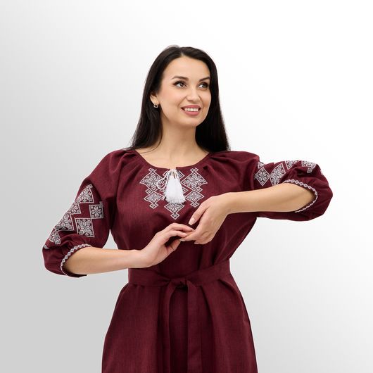 Сукня Роксолана міді, бордова, Колір: Бордовий, Розмір: 50, зображення 10