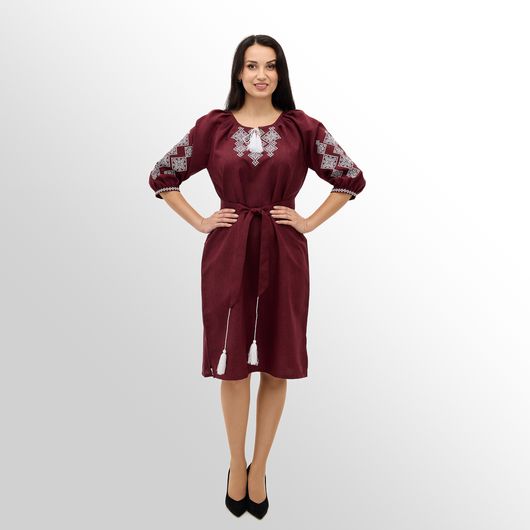 Сукня Роксолана міді, бордова, Колір: Бордовий, Розмір: 50, зображення 11