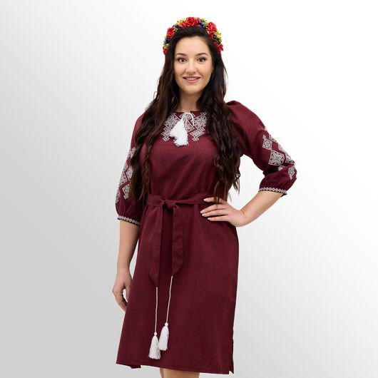 Платье Роксолана миди, бордовое, Цвет: Бордовый , Размер: 48, изображение 12