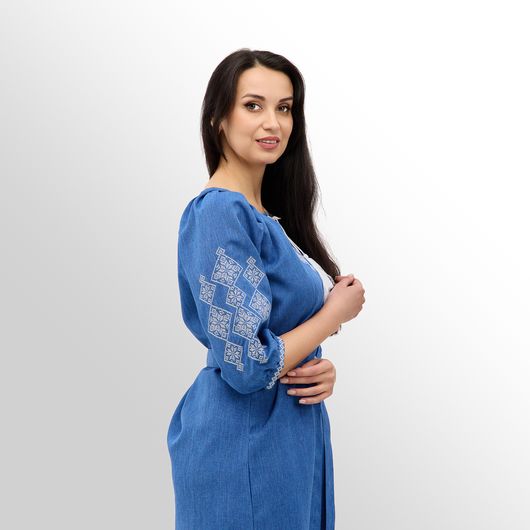 Платье Роксолана миди, джинс, Цвет: Джинс , Размер: 52, изображение 4