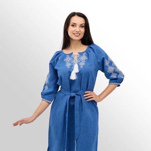 Платье Роксолана миди, джинс, Цвет: Джинс , Размер: 52, изображение 5