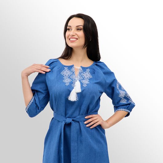 Сукня Роксолана міді, джинс, Колір: Джинс , Розмір: 50, зображення 6