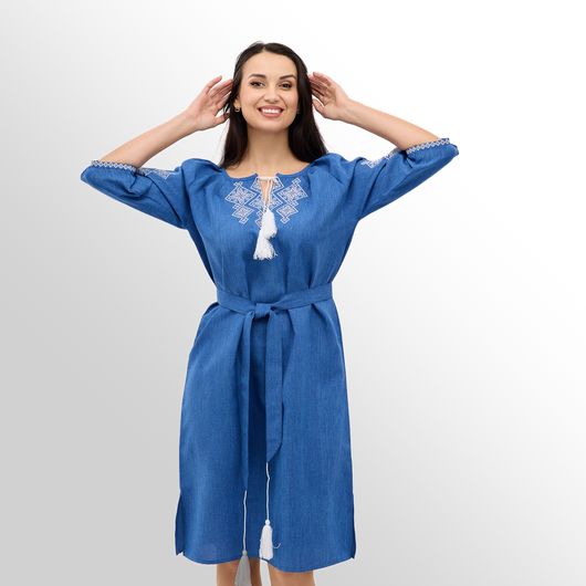 Платье Роксолана миди, джинс, Цвет: Джинс , Размер: 48, изображение 7