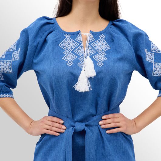 Сукня Роксолана міді, джинс, Колір: Джинс , Розмір: 50, зображення 8