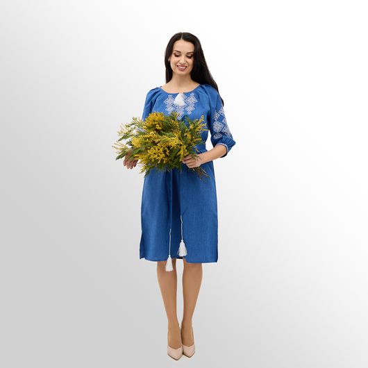 Сукня Роксолана міді, джинс, Колір: Джинс , Розмір: 50