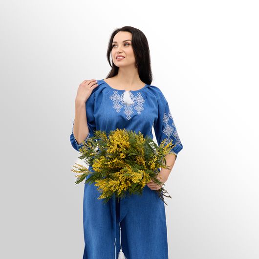 Платье Роксолана миди, джинс, Цвет: Джинс , Размер: 54, изображение 11