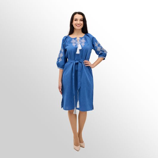 Сукня Роксолана міді, джинс, Колір: Джинс , Розмір: 50, зображення 12