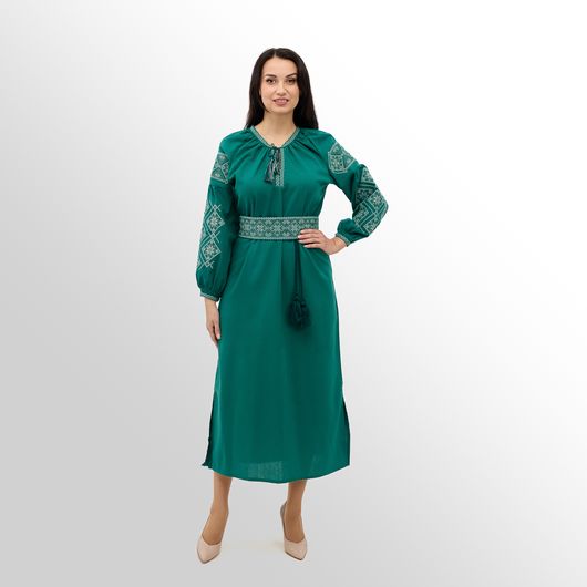 Платье Роксолана макси, изумрудное, Цвет: Изумрудный , Размер: S, изображение 4