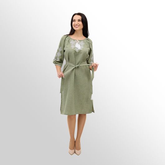 Платье Роксолана миди, оливковое, Цвет: Оливковый , Размер: 56, изображение 2