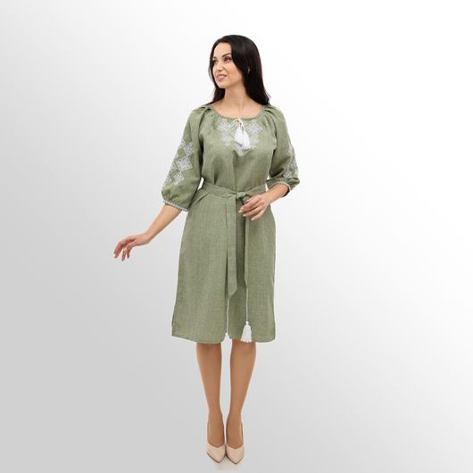 Платье Роксолана миди, оливковое, Цвет: Оливковый , Размер: 56, изображение 7