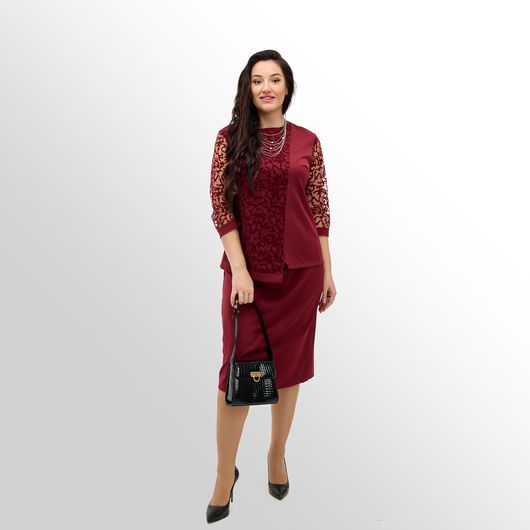 Колекція Модерн Тріо, бордова, Колір: Бордовий, Дизайн: Брюки , Розмір: 54, зображення 4