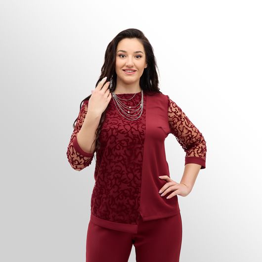 Коллекция Модерн Трио, бордовый, Цвет: Бордовый , Дизайн: Блуза , Размер: 60, изображение 6