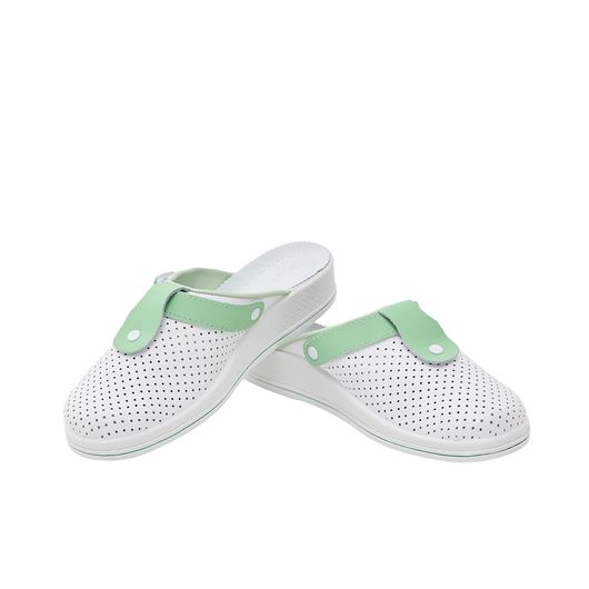 Сабо Симона, белые с изумрудным декором, Цвет: Белый с изумрудным декором , Размер: 40, изображение 2