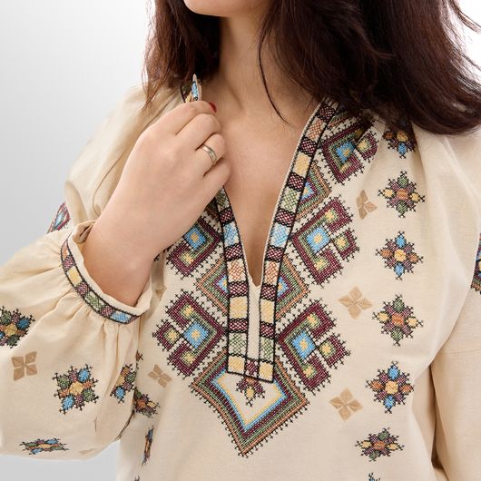 Сорочка Зореслава, молочна (класика), Колір: Молочний , Розмір: 3XL, зображення 2