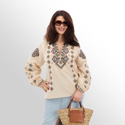 Сорочка Зореслава, молочна (класика), Колір: Молочний , Розмір: 3XL, зображення 6