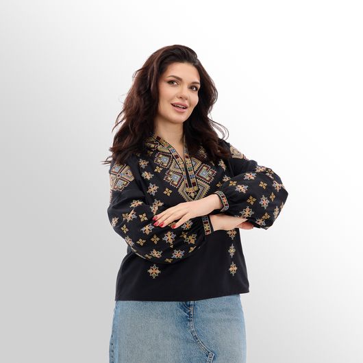 Сорочка Зореслава, черная (классика), Цвет: Черный, Размер: XL