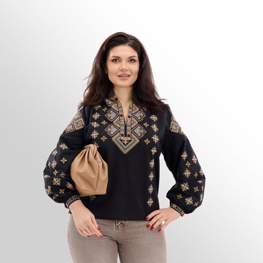 Сорочка Зореслава, чорна (класика), Колір: Чорний, Розмір: 2XL, зображення 6