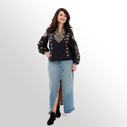 Сорочка Зореслава, черная (классика), Цвет: Черный, Размер: XL, изображение 8