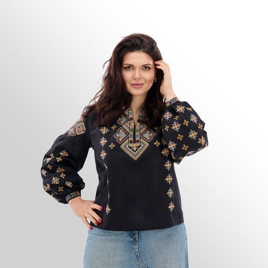 Сорочка Зореслава, чорна (класика), Колір: Чорний, Розмір: 2XL, зображення 11