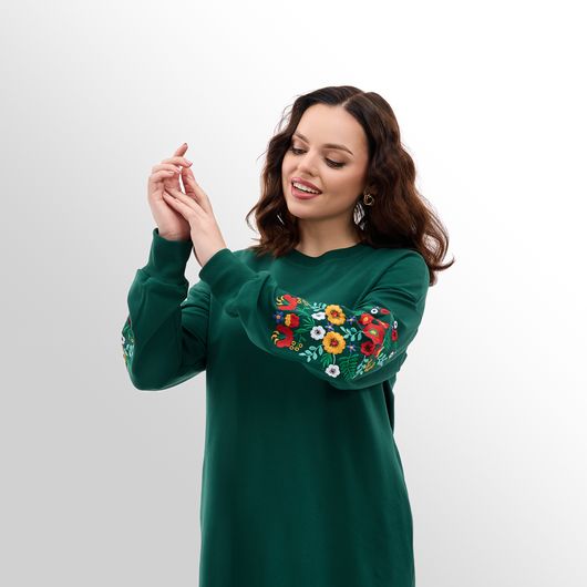 Платье Чудоцвет, зеленое, Цвет: Зеленый, Размер: 46, изображение 3