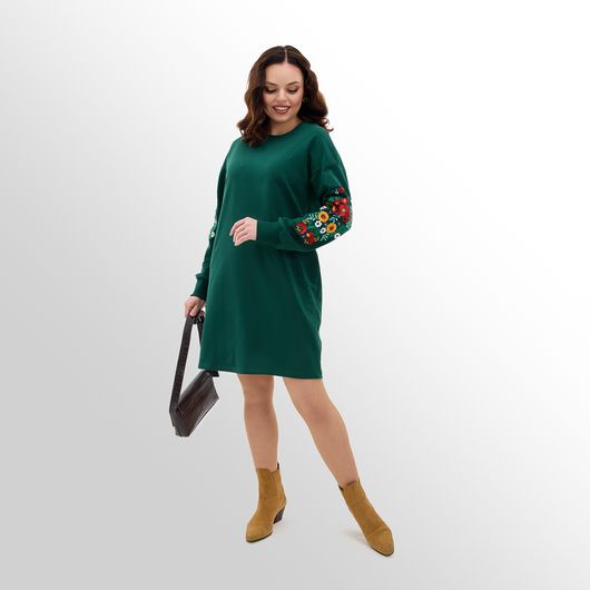 Платье Чудоцвет, зеленое, Цвет: Зеленый, Размер: 48, изображение 4