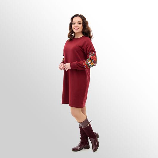 Платье Чудоцвет, бордовое, Цвет: Бордовый , Размер: 48, изображение 2