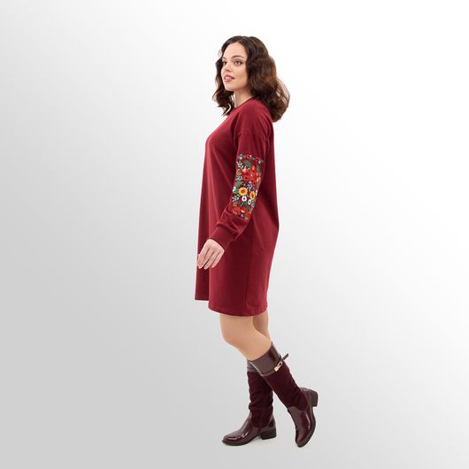 Платье Чудоцвет, бордовое, Цвет: Бордовый , Размер: 48, изображение 3