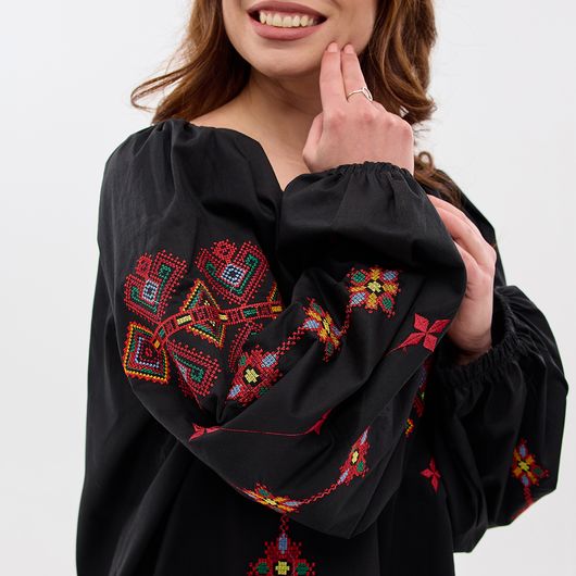 Сорочка Зореслава, черная (премиум), Цвет: Черный, Размер: 50-52, изображение 2