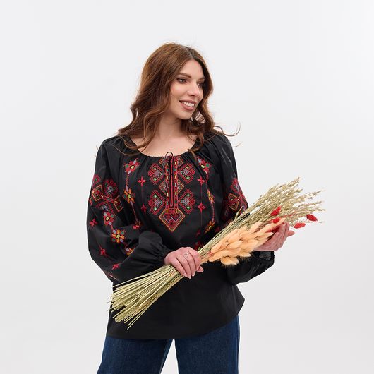 Сорочка Зореслава, черная (премиум), Цвет: Черный, Размер: 50-52