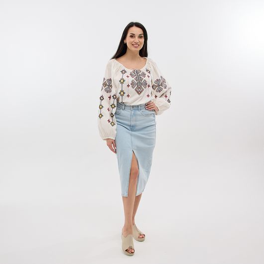 Сорочка Зореслава, молочная (премиум), Цвет: Молочный , Размер: 54-56, изображение 3