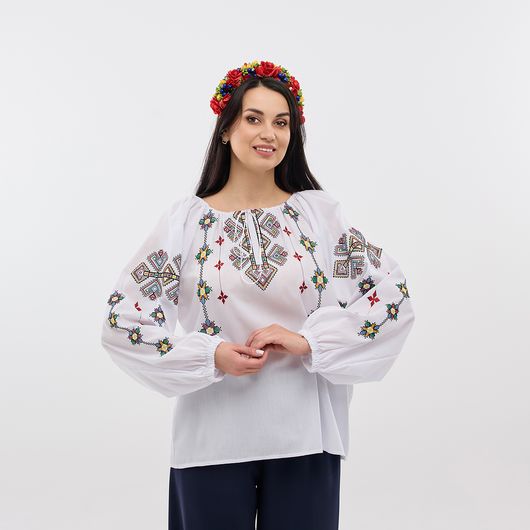 Сорочка Зореслава, белая (премиум), Цвет: Белый, Размер: 44-46