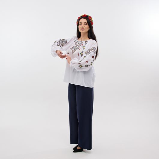 Сорочка Зореслава, белая (премиум), Цвет: Белый, Размер: 44-46, изображение 8