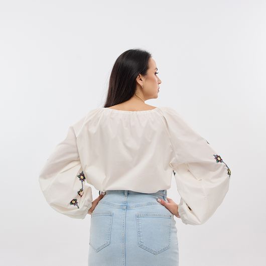 Сорочка Зореслава, молочная (премиум), Цвет: Молочный , Размер: 44-46, изображение 6