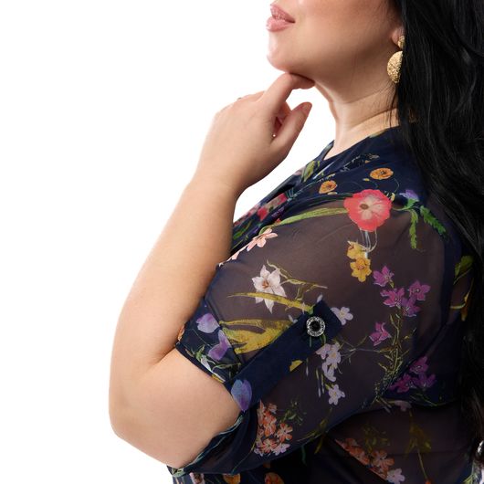 Туника Флора, темно-синяя, Цвет: Темно-синий , Размер: 3XL, изображение 9