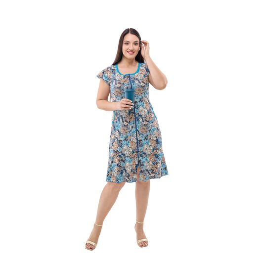 Халат Магия Цветов, голубой, Цвет: Голубой , Размер: 3XL