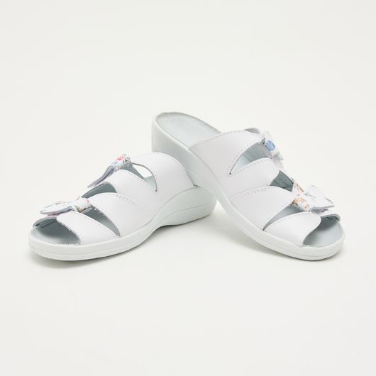 Босоножки Стиль, белые с цветами, Цвет: Белые с цветами , Размер: 40, изображение 3