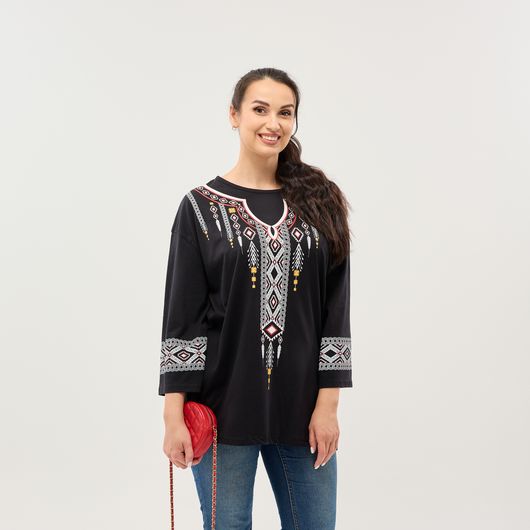 Блуза Роксана, черная, Цвет: Черный, Размер: 3XL, изображение 3