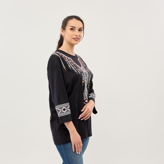 Блуза Роксана, черная, Цвет: Черный, Размер: 4XL, изображение 4