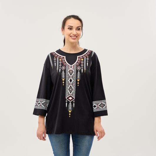 Блуза Роксана, черная, Цвет: Черный, Размер: 4XL, изображение 5