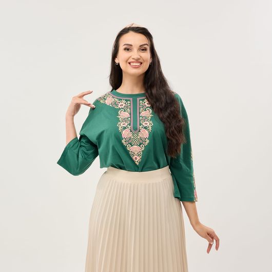 Блуза Роксана, зелена, Колір:  Зелений, Розмір: 2XL, зображення 3