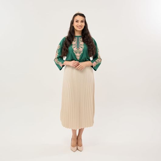 Блуза Роксана, зеленая, Цвет: Зеленый, Размер: 3XL, изображение 4