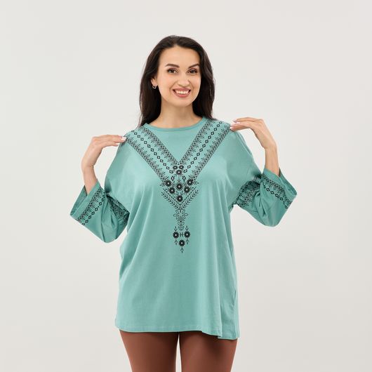 Блуза  Роксана, бирюзовая, Цвет: Бирюзовый , Размер: XL, изображение 5