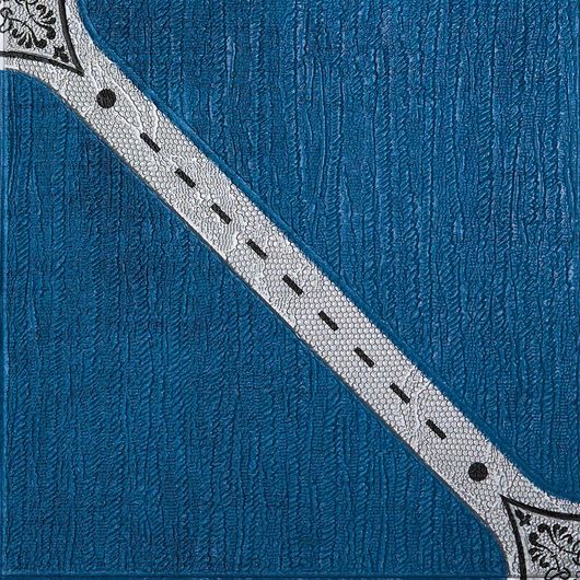 Интерьерные 3Д панели Эстель, голубая, цветы, Дизайн: Квадрат синій, зображення 2