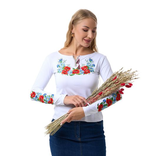 Колекція вишиванок Білий, рукав 3/4 і довгий, Колір: Білий рукав 3/4 і довгий, Розмір: 46