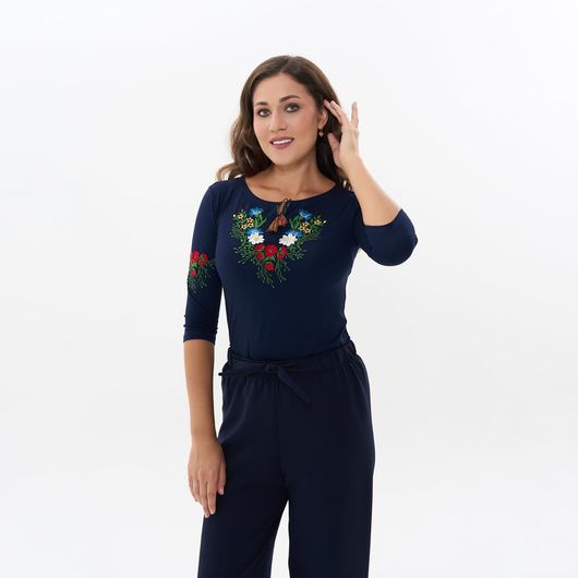 Колекція вишиванок Синій, рукав 3/4 і довгий, Колір: Синій рукав 3/4 і довгий, Розмір: 46, зображення 8