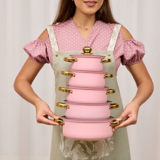 Набор кастрюль Гурмания, персиковый, Цвет: Персиковый , изображение 6