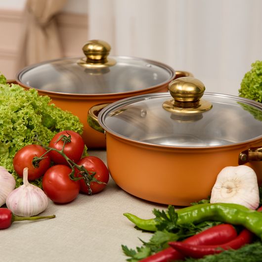 Набір каструль Гурманія, абрикосовий, Колір: Абрикосовий , зображення 6