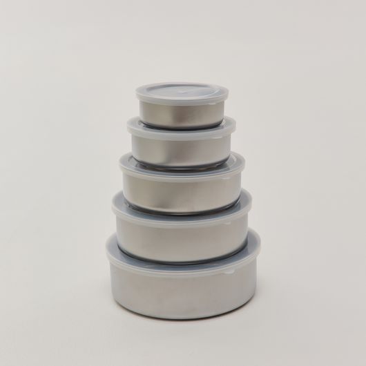 Набір судочків з кришками Домашні Преміум, сталеві, Колір: Срібло