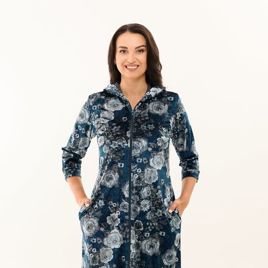 Халат Розита с капюшоном, синий, Цвет: Синий, Размер: 60-62, изображение 4